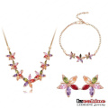 Ensembles de bijoux en zircon en fleurs multicolores plaqué or 18 carats (CST0008-C)